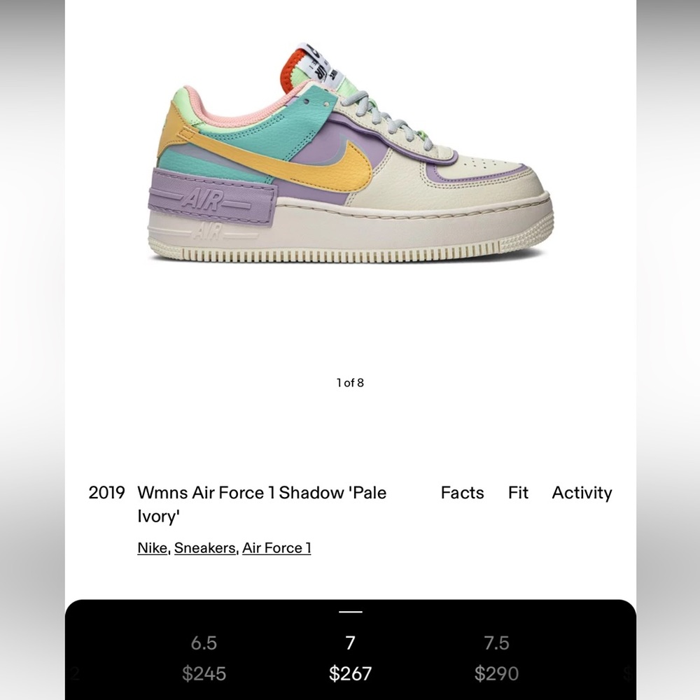 Size 7 pastel colored Nike Air Force ones! worn twice